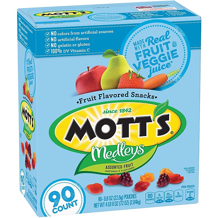 Mott's Medleys Gluten Free Assorted Fruit Snacks, 0.8 oz., 90