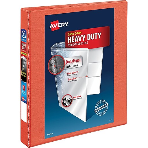 Avery HeavyDuty EZD 1Inch 3Ring View Binder, Orange (17595) at Staples