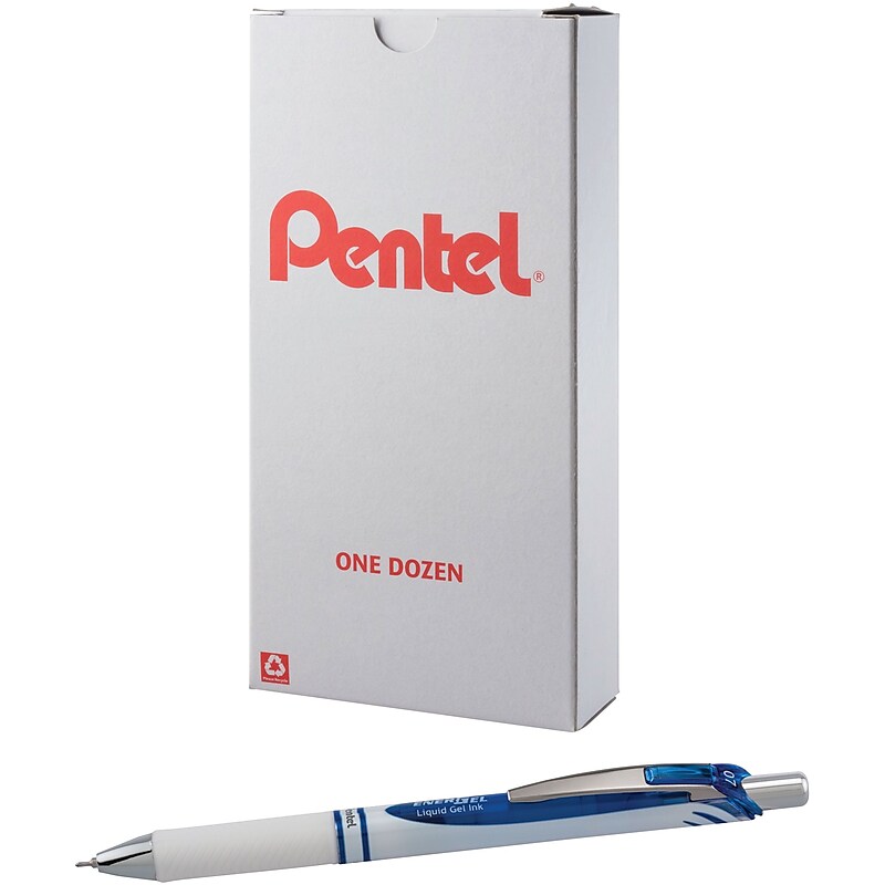 Pentel EnerGel Retractable Gel Pen, Medium Point, Blue Ink, Dozen (BLN77PW-C) image 1