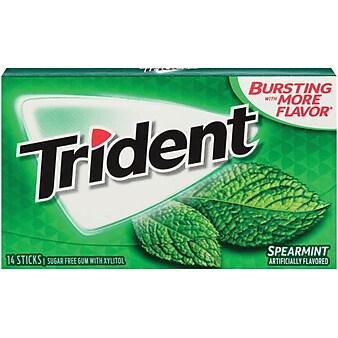 Trident® Chewing Gum, Spearmint, 12 Packs/Box (MOZ01106/61534)