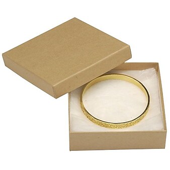 Bags & Bows® 3 1/2" x 3 1/2" x 1 1/2" Kraft Jewelry Boxes, Natural, 100/Pack