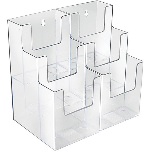 Azar Brochure Holder, 8.5" x 8", Horizontal, Desktop/Wall, Clear