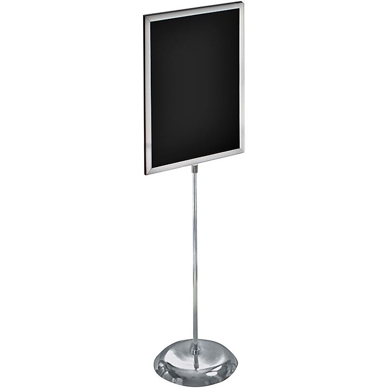 Azar Sign Holder, 22" x 43.5", Vertical, Freestanding, Silver, Metal (AZA300289) image 1