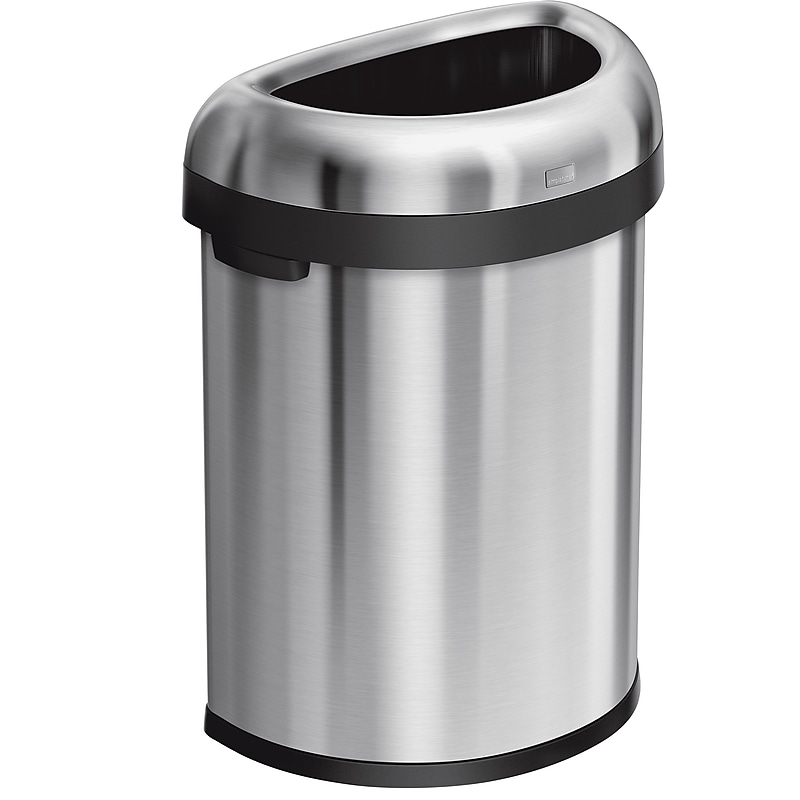 simplehuman Semi-Round Open Trash Can, Heavy-Gauge Brushed Stainless Steel, 21 Gallon (CW1473) image 1