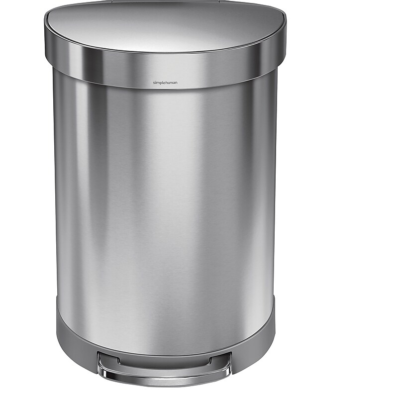 simplehuman Semi-Round Step Trash Can, Brushed Stainless Steel, 16 Gallon (CW2029) image 1