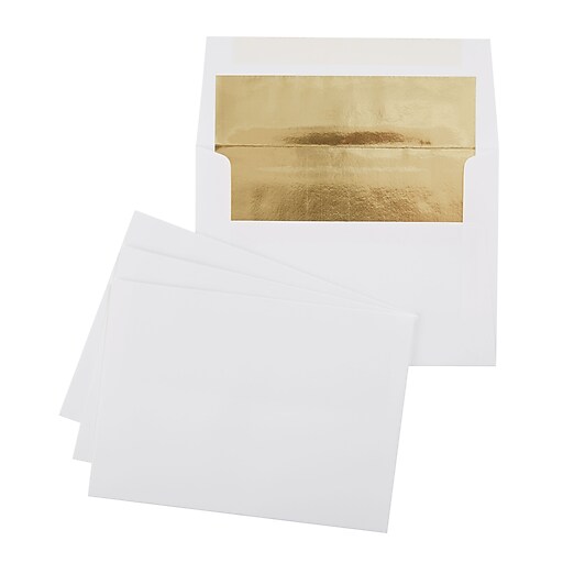 Staples Gummed A7 Gold Foil Lined Invitation Envelope, 5.25" x 7.25