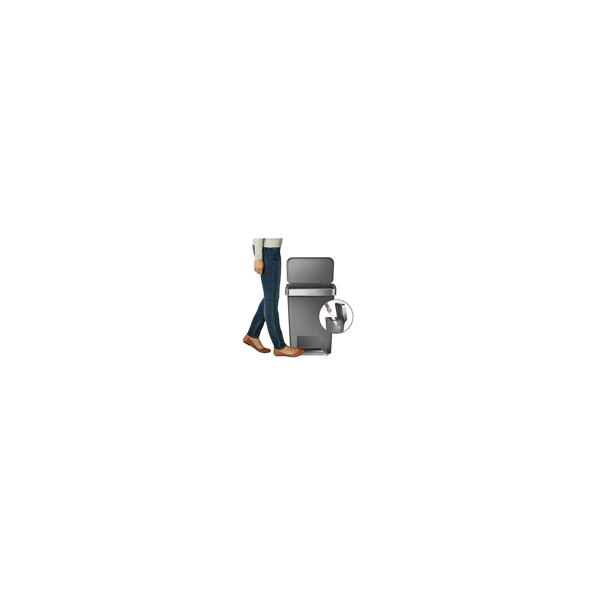simplehuman Plastic Step Trash Can, Gray And Silver, 12 Gal. (CW1386) Sansujyuku sansujyuku.com