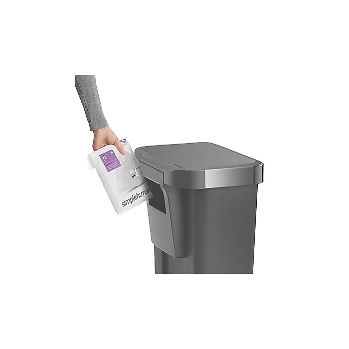 simplehuman Plastic Step Trash Can, Gray And Silver, 12 Gal