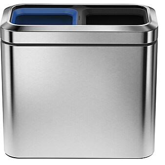 simplehuman® Slim Open Recycler, Brushed Stainless Steel, 5.25 Gallon