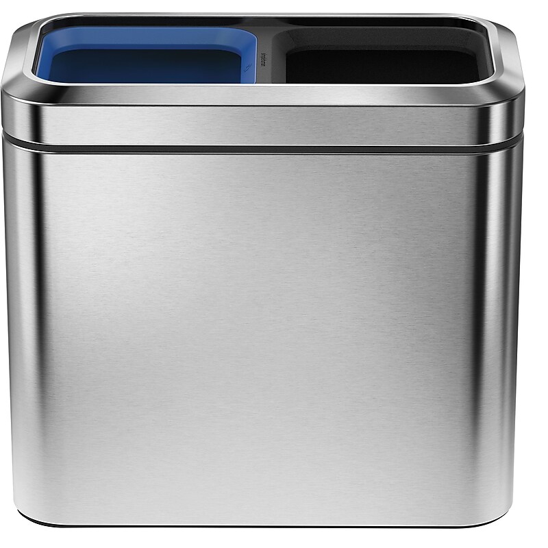 simplehuman® Slim Open Recycler, Brushed Stainless Steel, 5.25 Gallon image 1