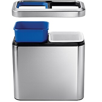 simplehuman® Slim Open Recycler, Brushed Stainless Steel, 5.25 Gallon
