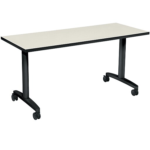 HON Huddle Table, Flip Base, Silver Mesh Laminate, 60"W Staples