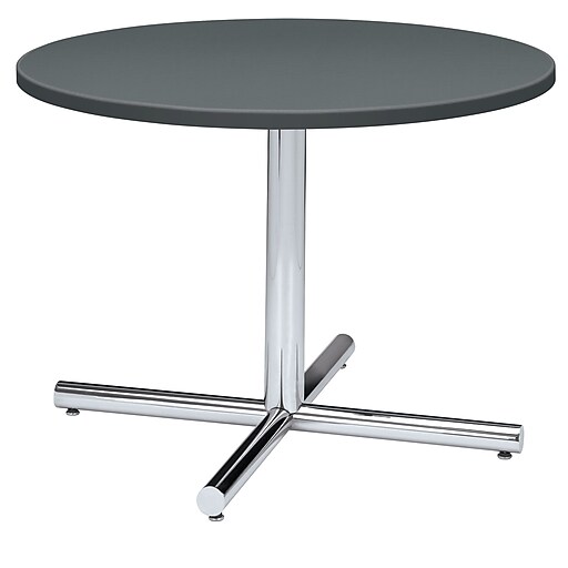 HON Round Hospitality Table, X-Base - Chrome Finish, 42 ...