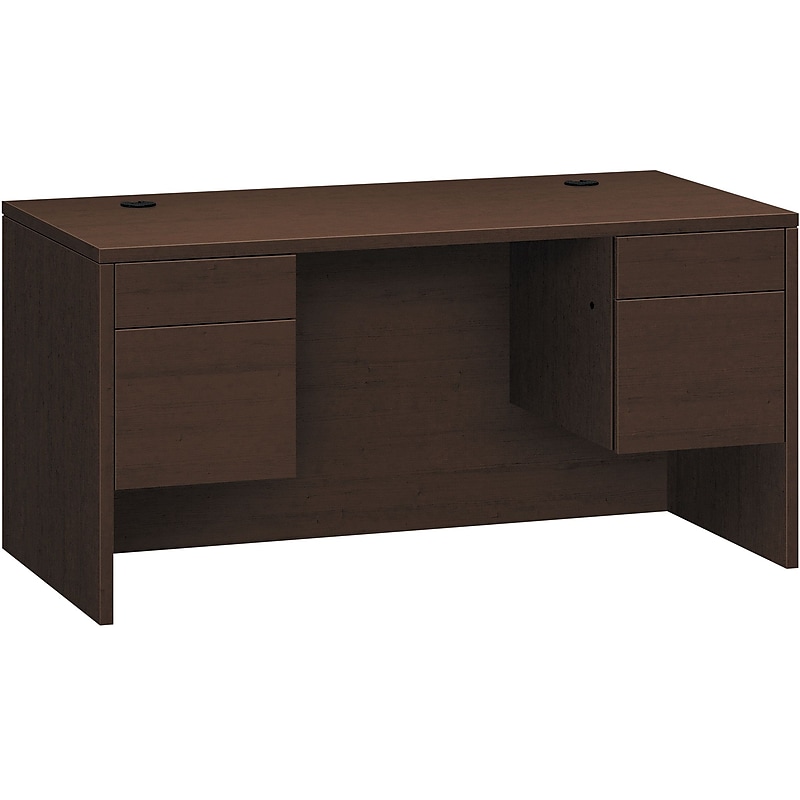 HON 10500 Series Double Pedestal Desk, 2 Box/2 File Drawers, 60"W, Mocha Finish (HON10573MOMO) image 1