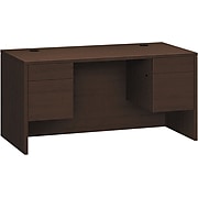 HON 10500 Series Double Pedestal Desk, 2 Box/2 File Drawers, 60"W, Mocha Finish (HON10573MOMO)