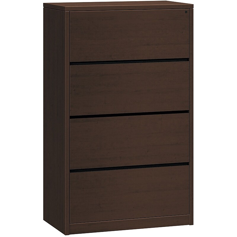 HON 10500 Series 4 Drawer Lateral File Cabinet, Mocha Finish, 36"W (HON10516MOMO) image 1