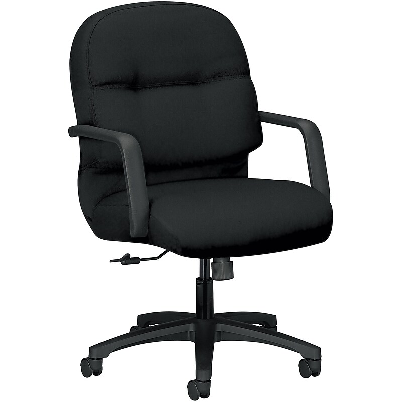 HON Pillow-Soft Fabric Mid-Back Executive Chair, Black, Fixed Arms (HON2092CU10T) image 1