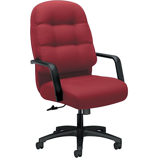 HON PillowSoft Fabric HighBack Executive Chair, Marsala, Fixed Arms