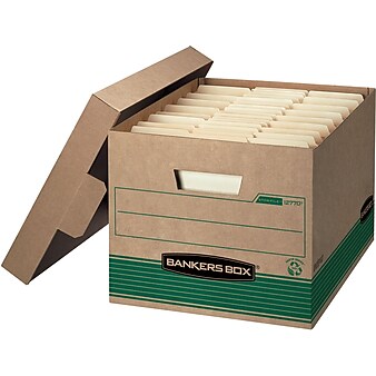 Bankers Box Stor/File Medium-Duty FastFold File Storage Boxes, Lift-Off Lid, Letter/Legal Size, Brown, 20/PK (1277008)