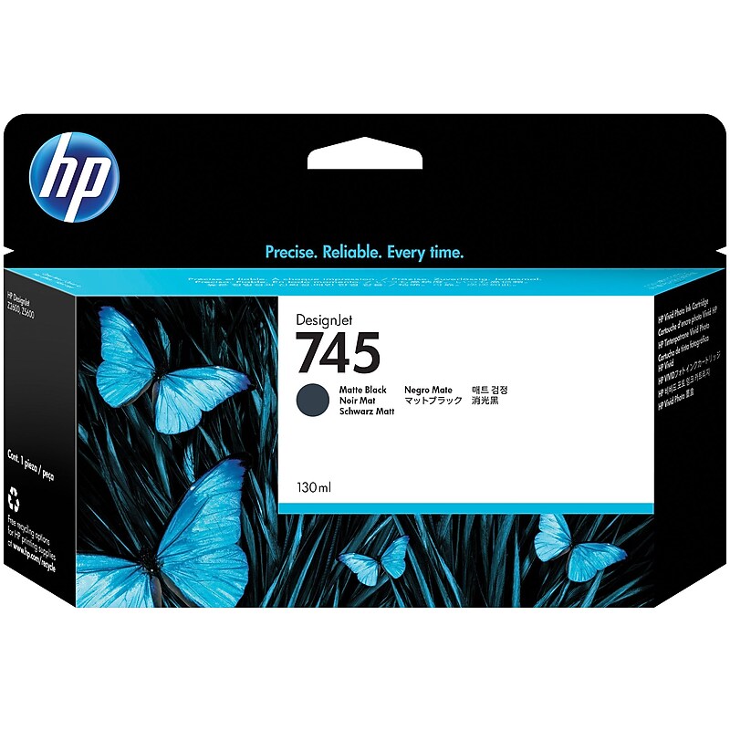 HP 745 Black Matte Standard Yield Ink Cartridge (F9J99A) image 1
