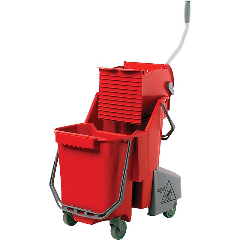 Unger Split-Compartment Bucket & Down-Press Wringer, 32-Quarts, Red (COMBR) image 1