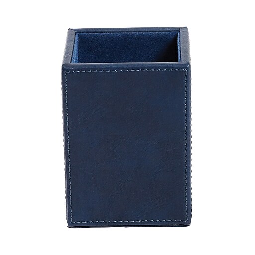 Staples® Pencil Cup, Faux Leather, Blue at Staples