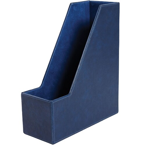 Staples® Magazine File, Faux Leather, Blue at Staples