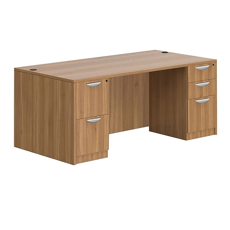 Offices To Go Superior Laminate Double Pedestal Desk, Autumn Walnut (TDOTG17-AWL) image 1
