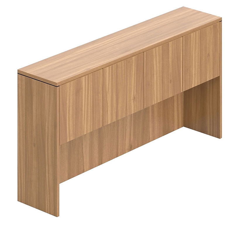 Offices To Go Superior Laminate 71"W Overhead Hutch with Doors, Autumn Walnut Laminate image 1