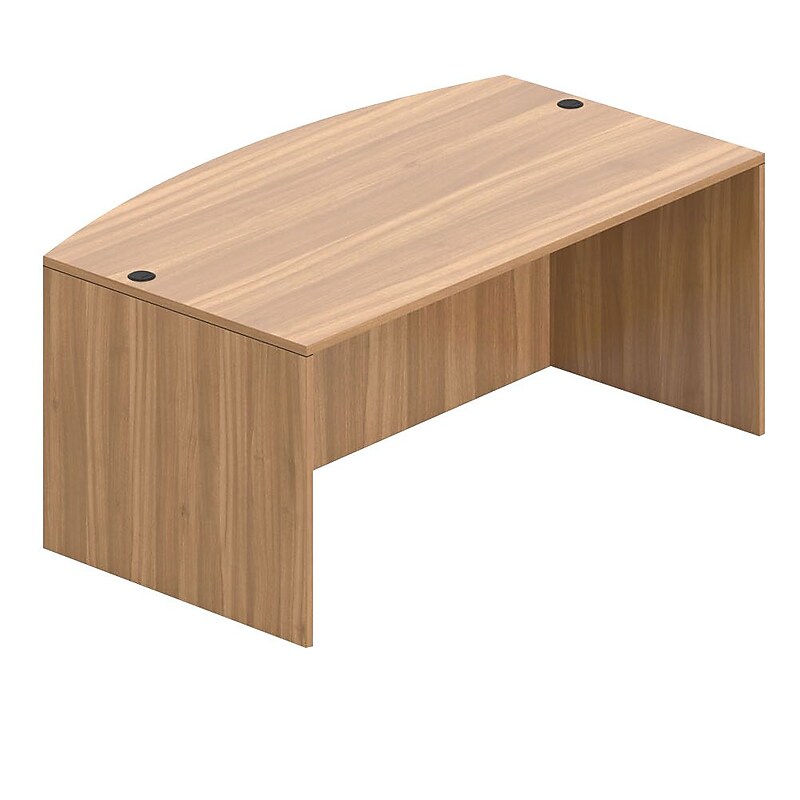 Offices To Go Superior Laminate Bow Front Desk Shell, Autumn Walnut Laminate image 1