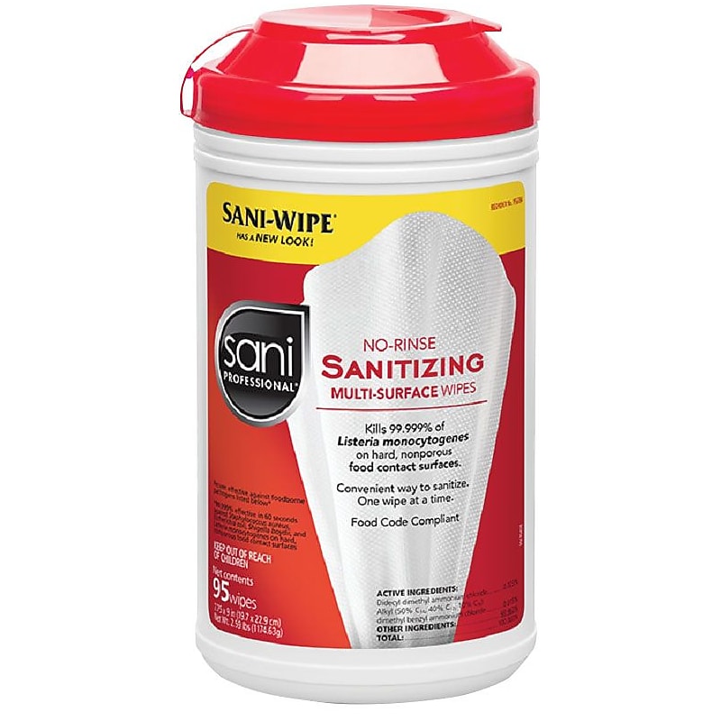 Sani Professional Sani-Wipe No-Rinse Multi-Surface Sanitizing Wipe, 95/Pk, 6/Ct (P56784CT) image 1