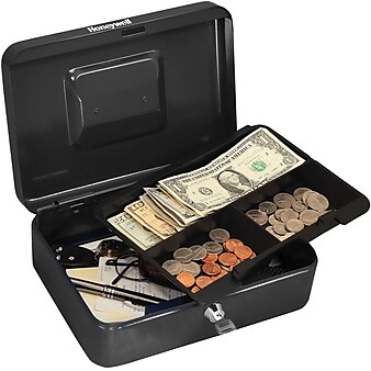 Honeywell Cash Management Box, 4 Compartments, Black (6202)