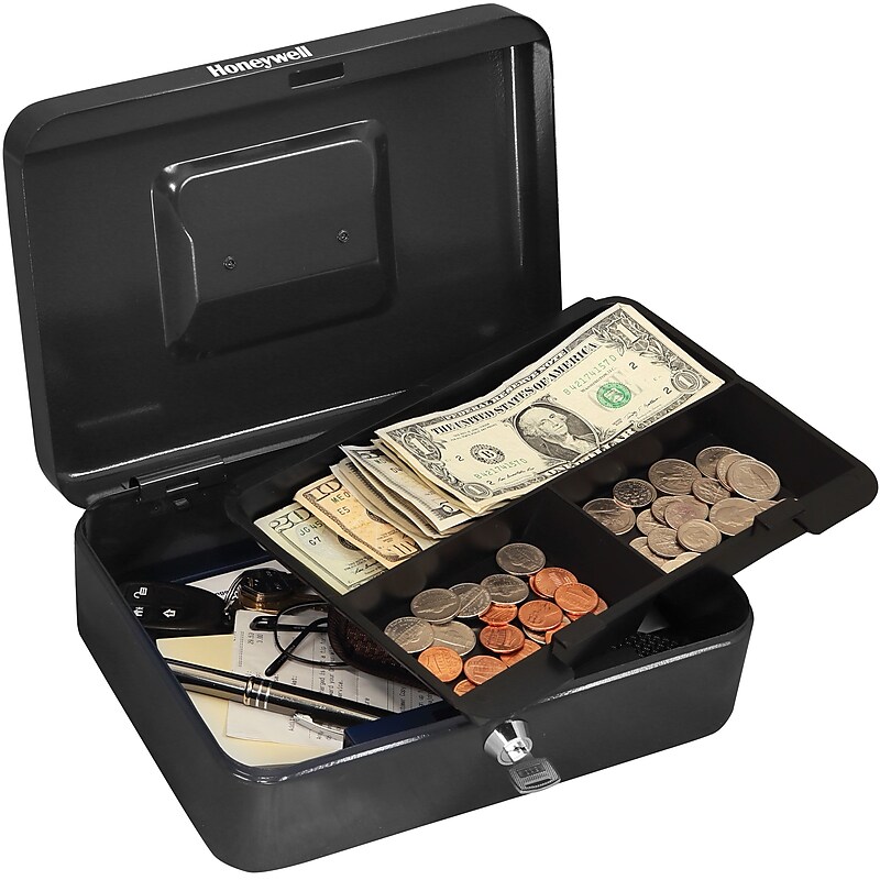 Honeywell Cash Management Box, 4 Compartments, Black (6202) image 1