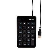 Staples Portable USB Numeric Keypad, Black (51203)