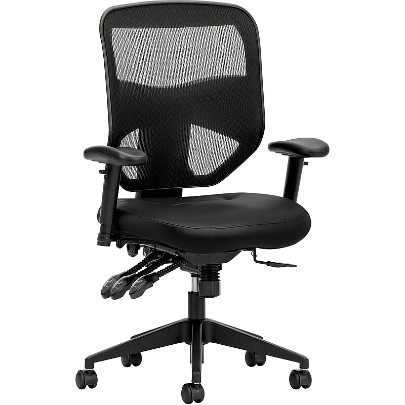 HON Prominent 2-Way Arms Mesh/Leather High-Back Task Chair, Black (BSXVL532SB11) image 1