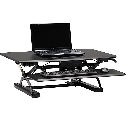 basyx by HON Desktop Riser with Keyboard Tray, Black (BSXRISERBLK