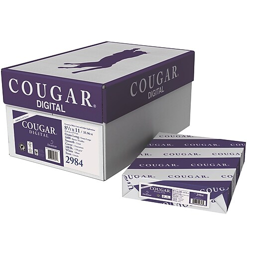 Cougar® 100 lbs. Digital Smooth Cover, 8 1/2" x 11", White, 200/Ream at