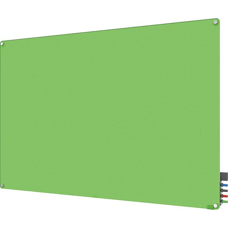 Ghent Manufacturing Harmony Magnetic Glass Dry Erase Board, Frameless, Green, 4' x 3' (HMYRM34GN) image 1