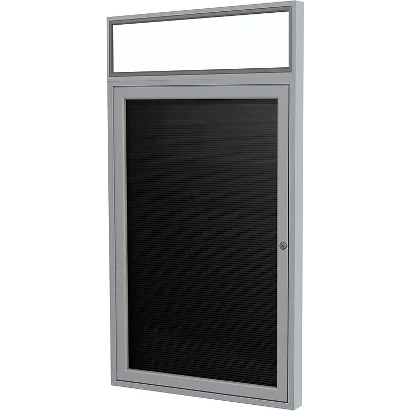 Ghent 1-Door Enclosed Letter Board with Headliners, 24"W x 36"H (PAB2-BK) image 1