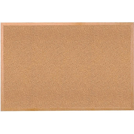 Ghent Traditional Natural Cork Bulletin Board, Wood Frame, 4'W x 3'H
