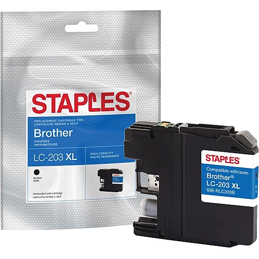 Staples® Reman Black Inkjet Cartridge Brother LC203XL (LC203BK), High