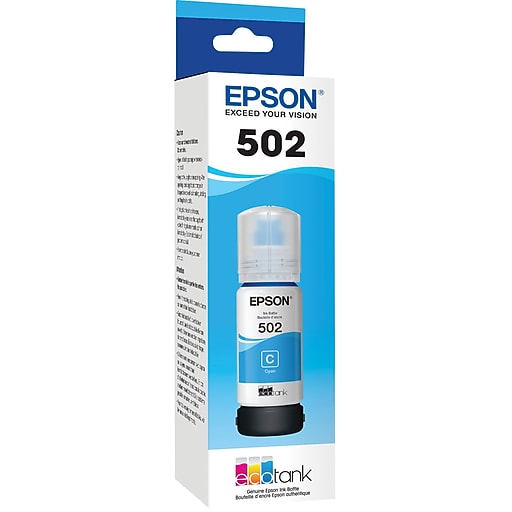 Epson EcoTank T502 Ink Bottle Cyan, (T502220S) at Staples