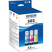 Epson T502 Cyan/Magenta/Yellow Standard Yield Ink Cartridge, 3/Pack