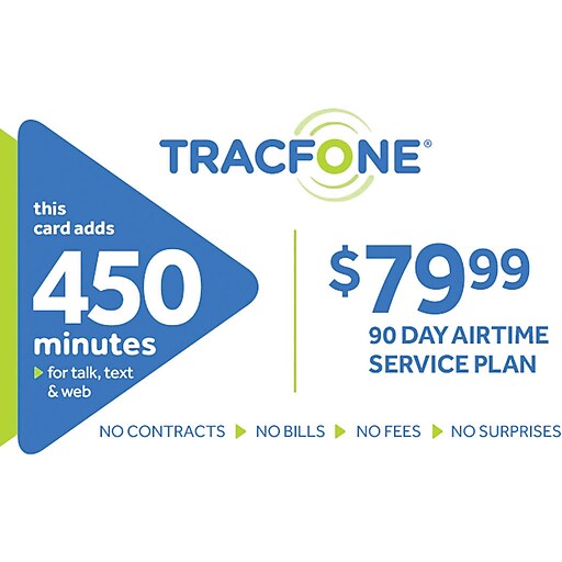 TracFone 450 Minutes Prepaid Airtime Card 79.99 Staples