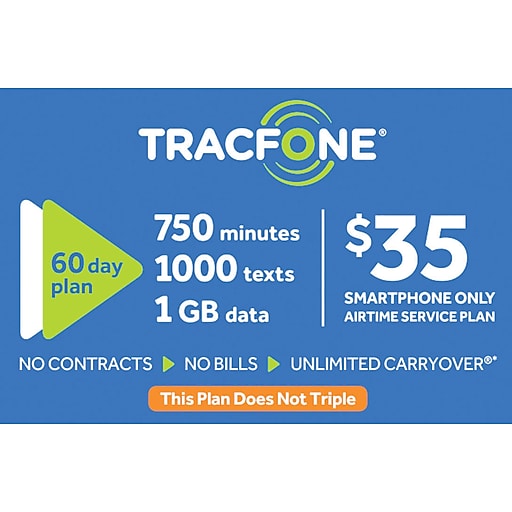 TracFone 750 min Smartphone Prepaid Airtime Card 35 Staples