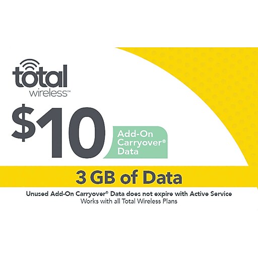 Total Wireless Data Card Prepaid Airtime Card 10 at Staples