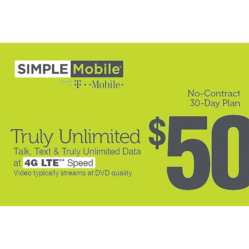 Simple Mobile Prepaid Airtime Card $50 image 1