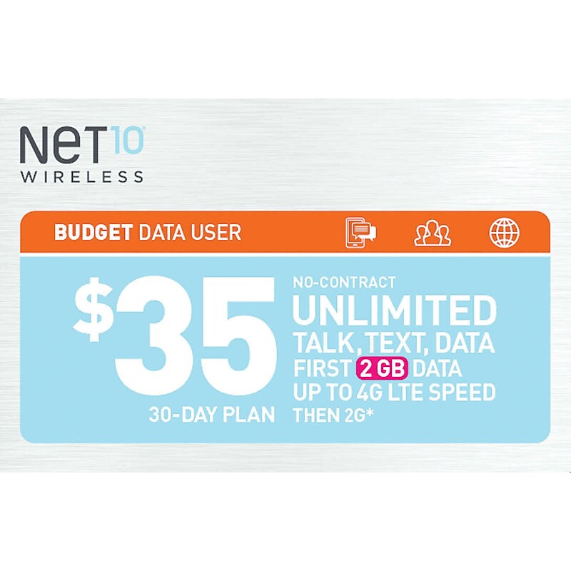 Net10 UNL Talk Text Prepaid Airtime Card $35 image 1