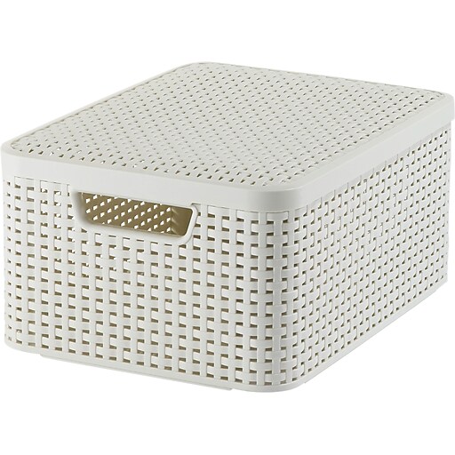 Medium Style Box with Lid, Off White at Staples