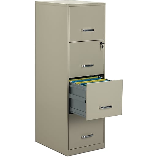 staples 4-drawer vertical file cabinet, locking, letter, putty/beige, 18"d  (52147)